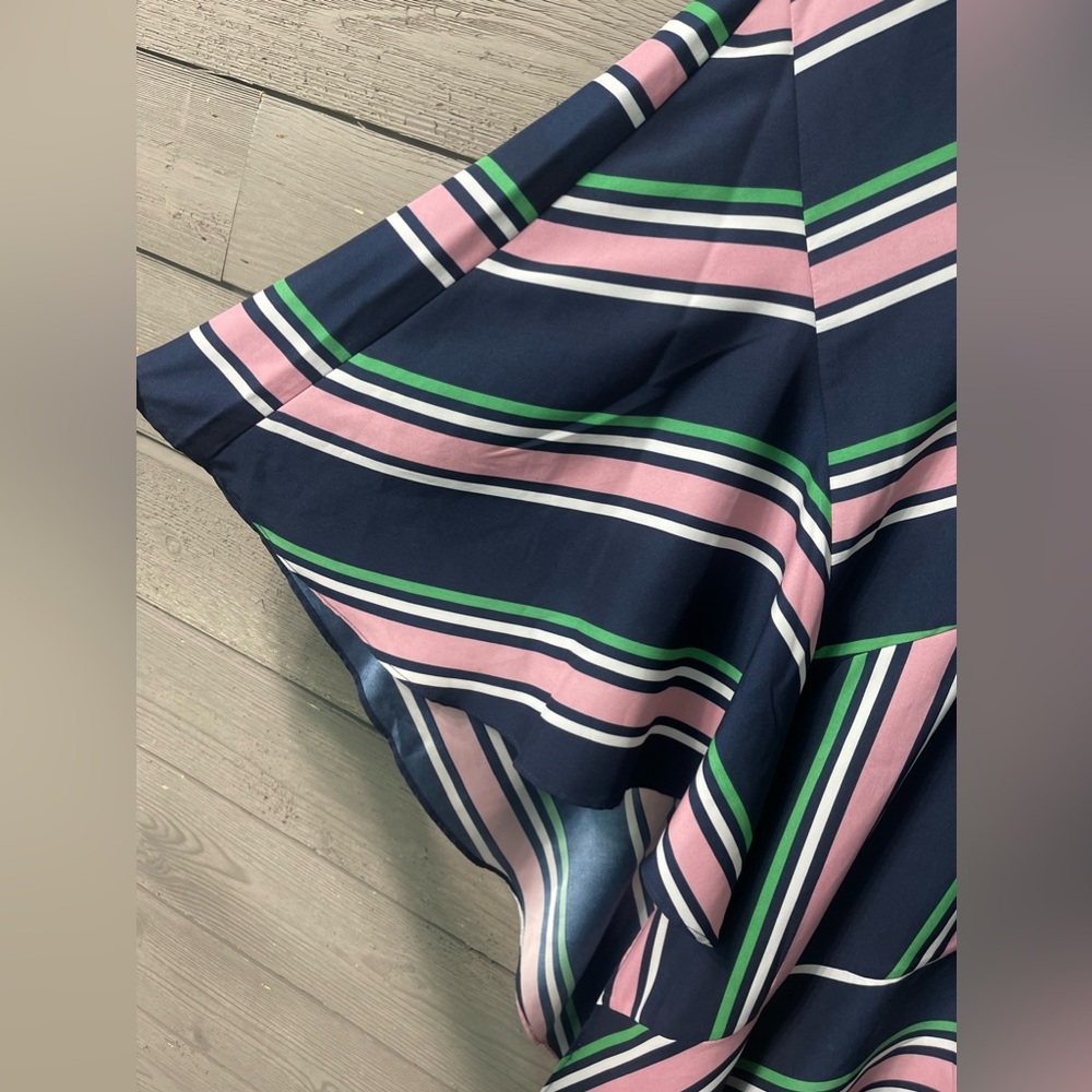 Bar lll Satin Striped Asymetrical Coastal Grandma Career Chic Skirt Sz 4 Fall - Picture 5 of 13